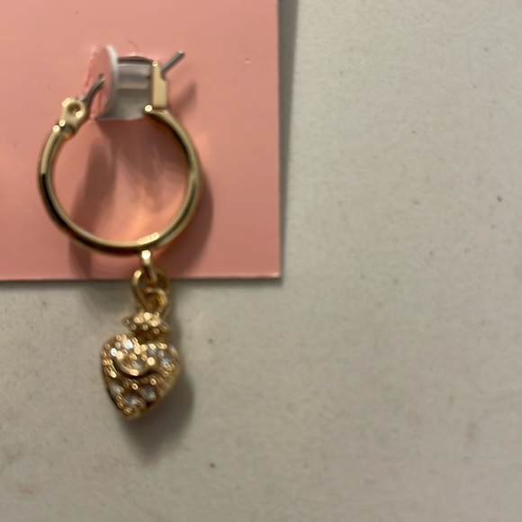 180. Juicy Couture drop loop heart Earrings with rhinestones - Picture 2 of 4